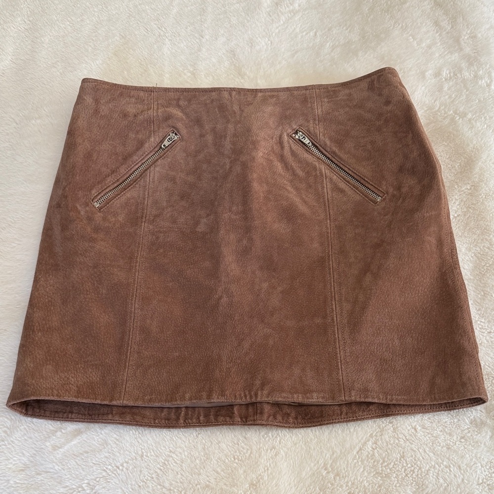 Brown Leather Mini Skirt